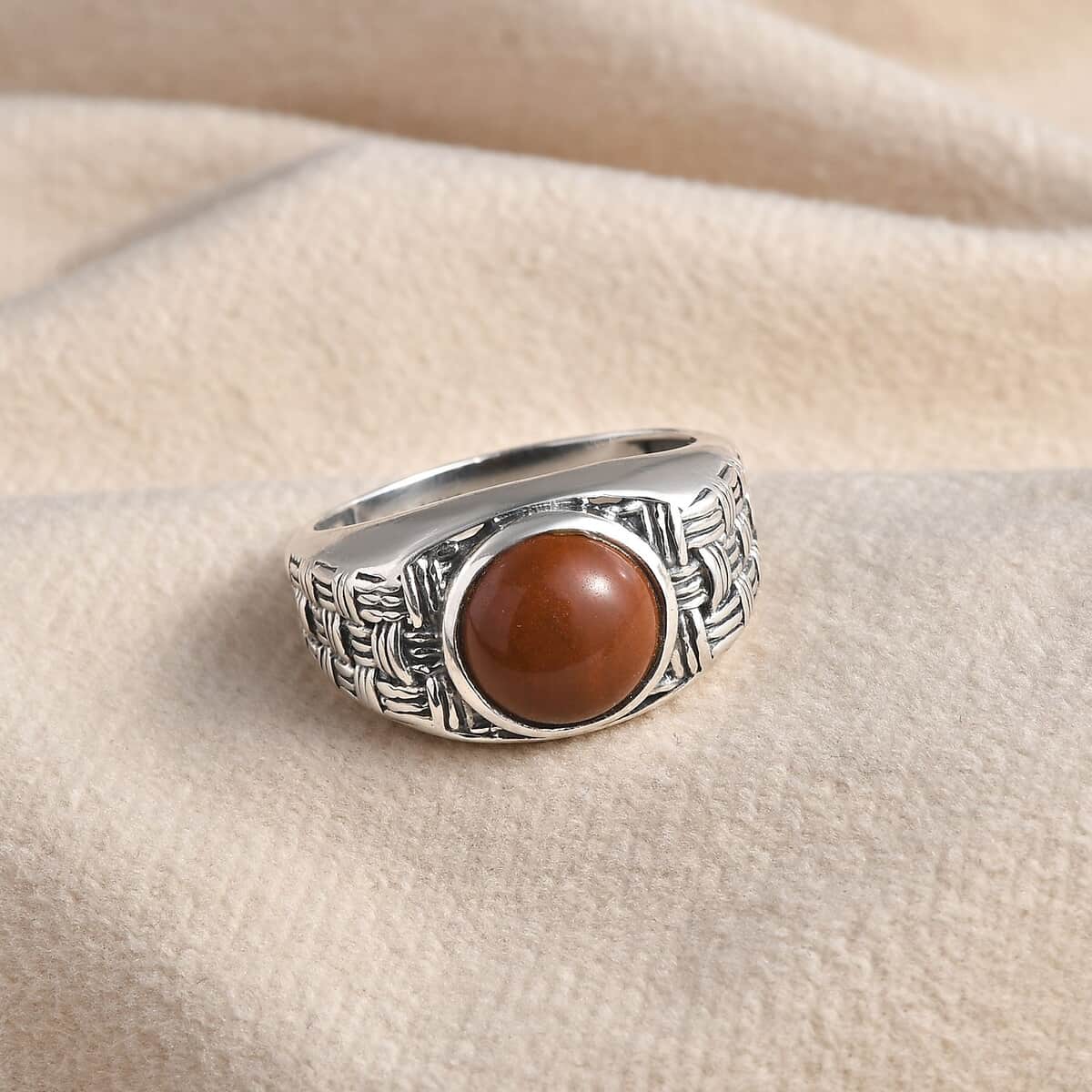 Red Jasper Men's Ring in Sterling Silver (Size 9.0) 2.50 ctw image number 1