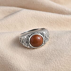 Red Jasper Men's Ring in Sterling Silver (Size 9.0) 2.50 ctw