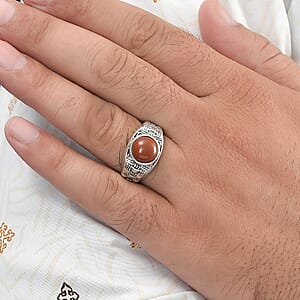 Red Jasper Men's Ring in Sterling Silver (Size 9.0) 2.50 ctw