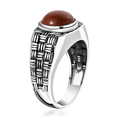 Red Jasper Men's Ring in Sterling Silver (Size 9.0) 2.50 ctw