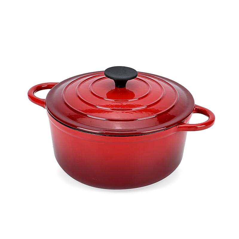 Red Cast Iron Enameled Dutch Oven Pot with Lid (6 Liter Capacity)