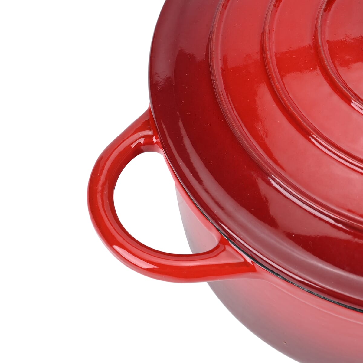 Red Cast Iron Enameled Dutch Oven Pot with Lid (6 Liter Capacity) image number 4