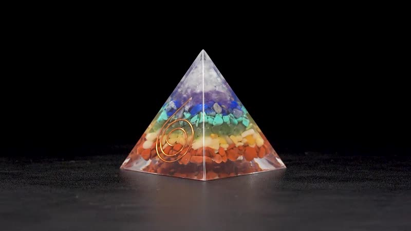 Multi Gemstone 375.00 ctw Seven Chakra Pyramid in Silvertone