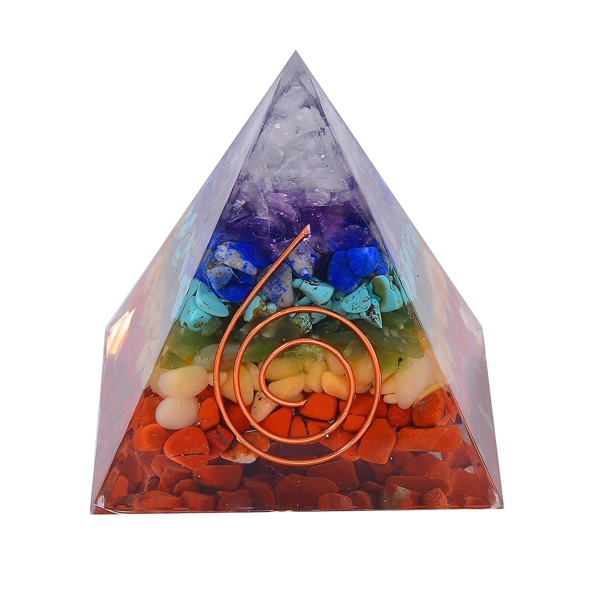 Multi Gemstone 375.00 ctw Seven Chakra Pyramid in Silvertone