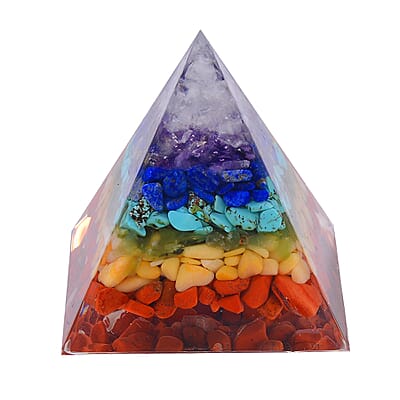 Multi Gemstone 375.00 ctw Seven Chakra Pyramid in Silvertone