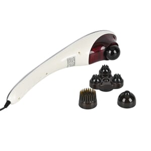 Black Handheld Body Massager - Including 4 Heads, 5 Massage Modes