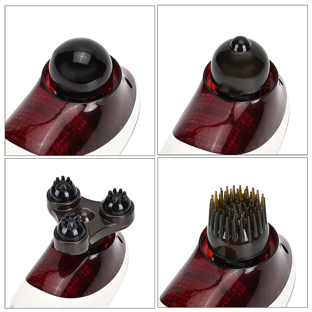 Red Handheld Body Massager - Including 4 Heads, 5 Massage Modes image number 7