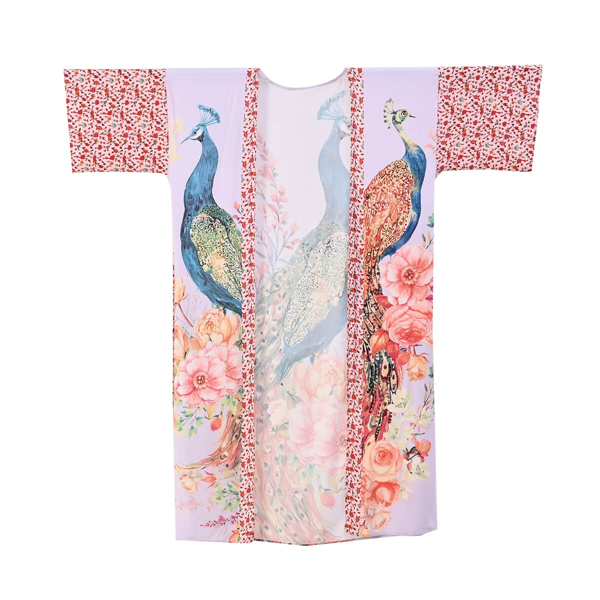 White Peacock Printed Long Kimono Bust (51.18x30.70) image number 0