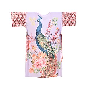 White Peacock Printed Long Kimono Bust (51.18x30.70)