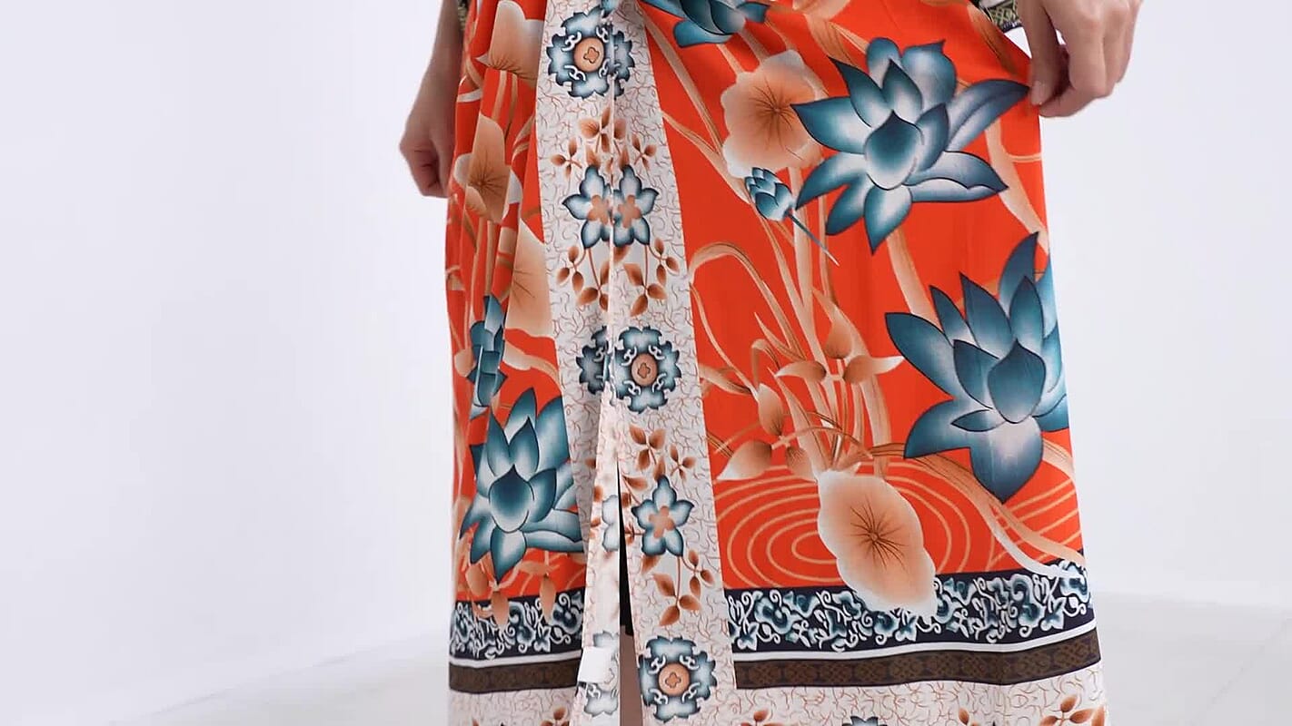 Peacock Printed Long Kimono Bust