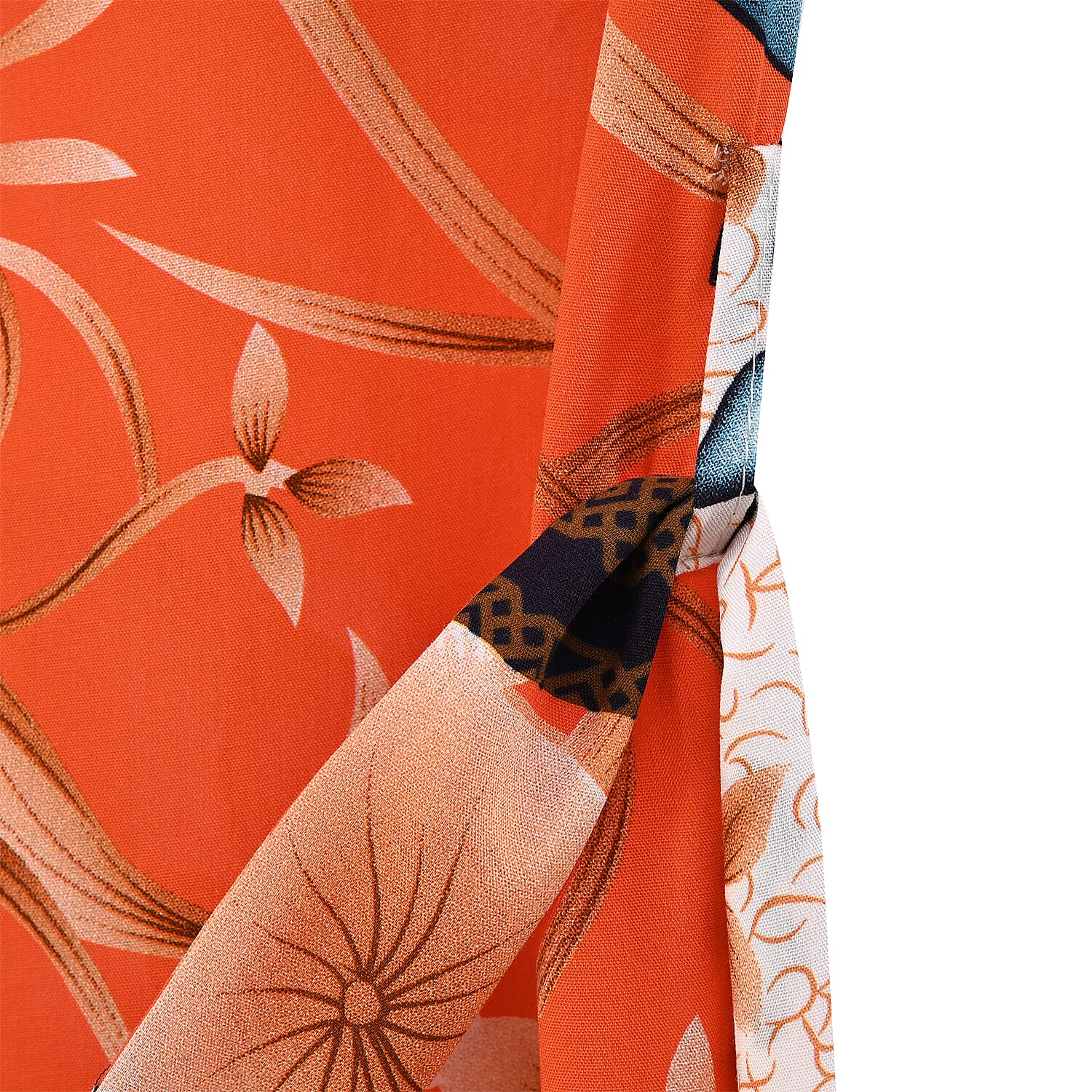 Tamsy Orange Flamingo Placement Print Bird Kimono - One Size Fits Most