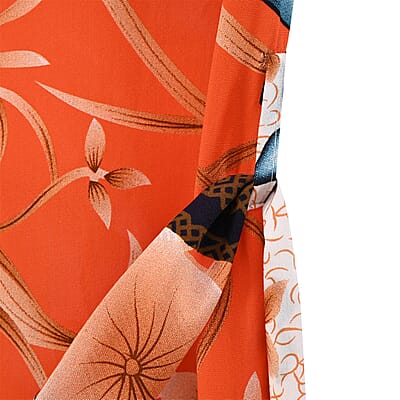 Tamsy Orange Flamingo Placement Print Bird Kimono - One Size Fits Most