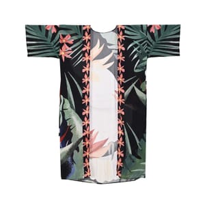 Black Parrot Printed Long Kimono Bust (51.18x30.70)