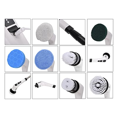 Homesmart 7 in1 Electric Spin Scrubber,  Multifunctional Cordless Cleaning Brush-, Handheld Spin Scrubbing, 7 Versatile Replaceable Brush Heads, Adjustable Long Handle