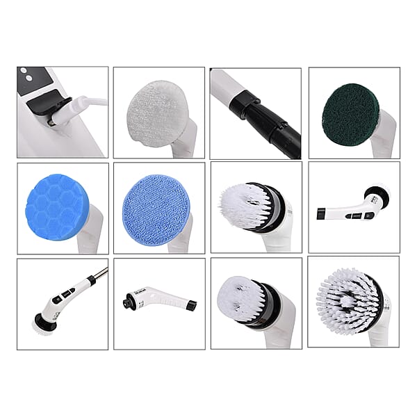 Homesmart 7 in1 Electric Spin Scrubber,  Multifunctional Cordless Cleaning Brush-, Handheld Spin Scrubbing, 7 Versatile Replaceable Brush Heads, Adjustable Long Handle