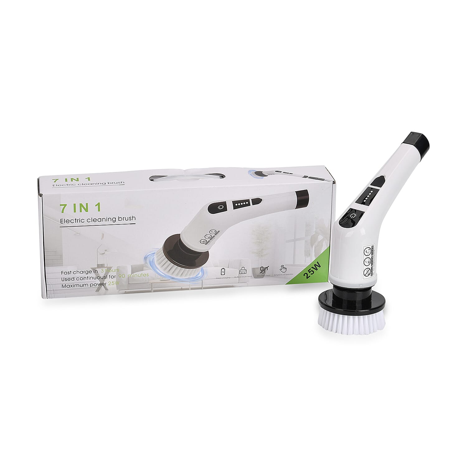 Homesmart 7 in1 Electric Spin Scrubber,  Multifunctional Cordless Cleaning Brush-, Handheld Spin Scrubbing, 7 Versatile Replaceable Brush Heads, Adjustable Long Handle