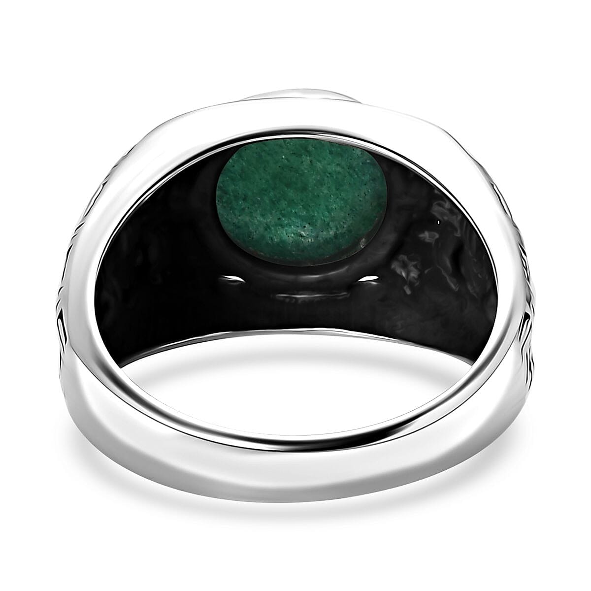 Green Aventurine Men's Ring in Sterling Silver (Size 9.0) 2.50 ctw image number 4