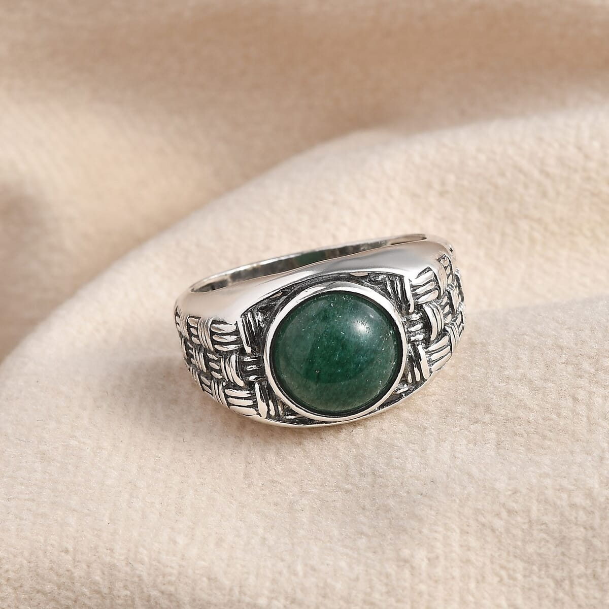 Green Aventurine Men's Ring in Sterling Silver (Size 10.0) 2.50 ctw image number 1