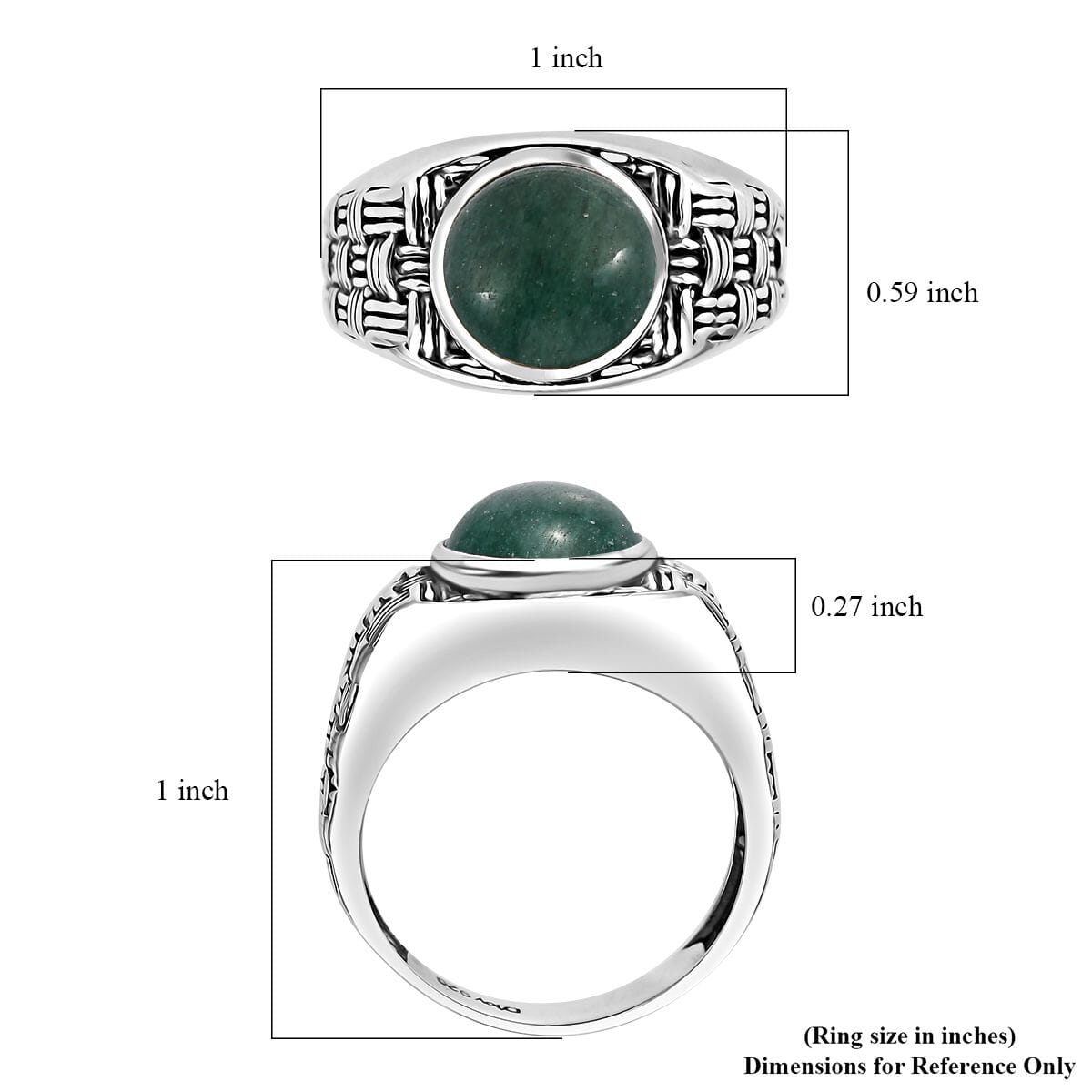Green Aventurine Men's Ring in Sterling Silver (Size 10.0) 2.50 ctw image number 5