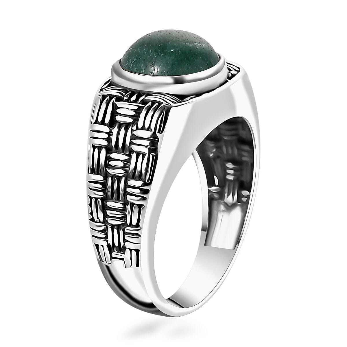 Green Aventurine Men's Ring in Sterling Silver (Size 12.0) 2.50 ctw image number 3