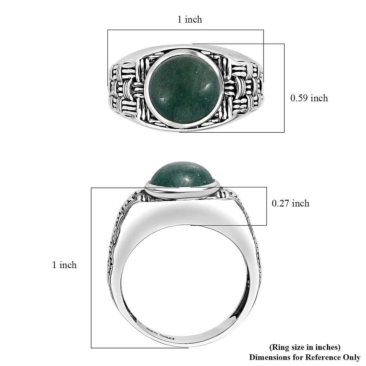 Green Aventurine Men's Ring in Sterling Silver (Size 12.0) 2.50 ctw image number 5