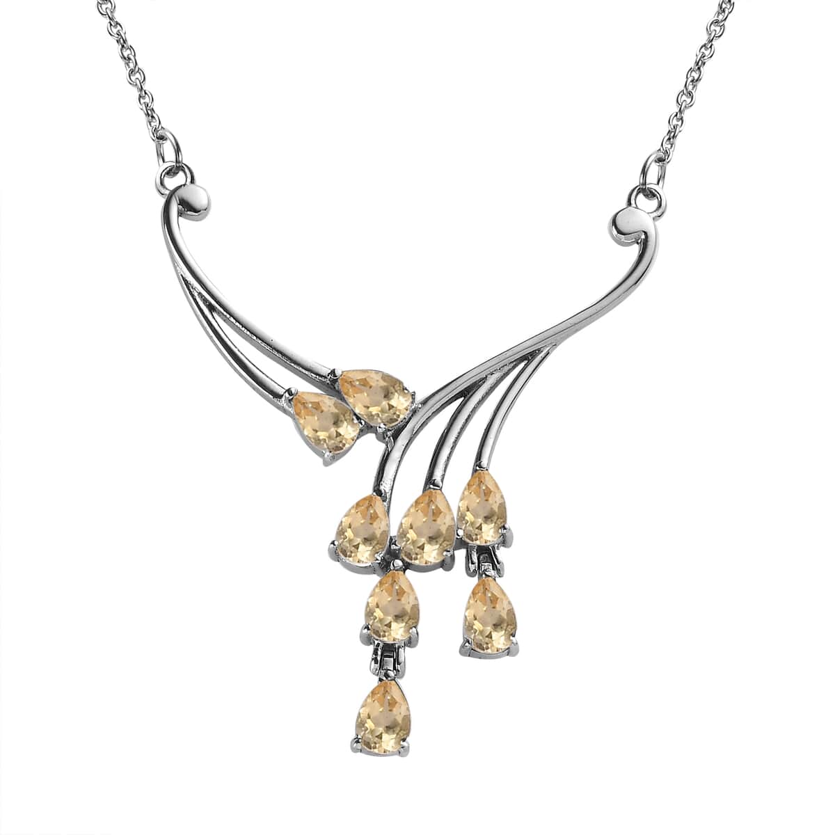 Brazilian Citrine Necklace (18 Inches) in Stainless Steel 3.25 ctw image number 0