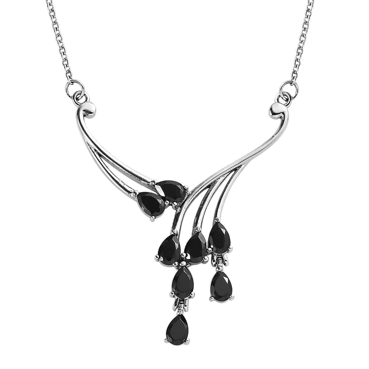 Thai Black Spinel 4.50 ctw Necklace 18 Inches in Stainless Steel image number 0