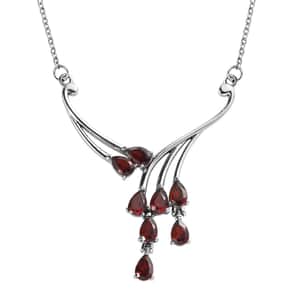 Mozambique Garnet 4.30 ctw Necklace 18 Inches in Stainless Steel