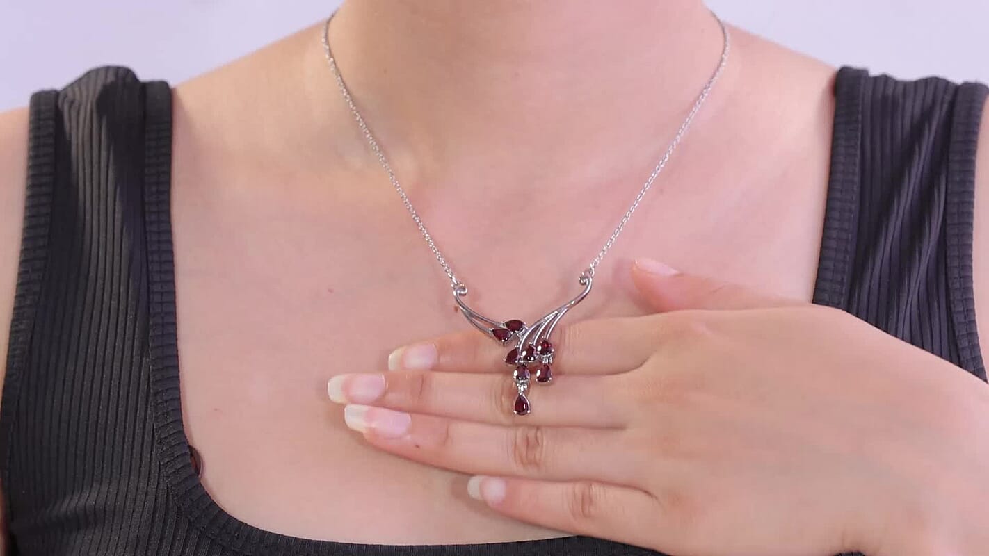 African Amethyst Necklace (18 Inches) in Stainless Steel 3.15 ctw