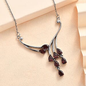 EverTrue Mozambique Garnet 4.30 ctw Necklace 18 Inches in Stainless Steel