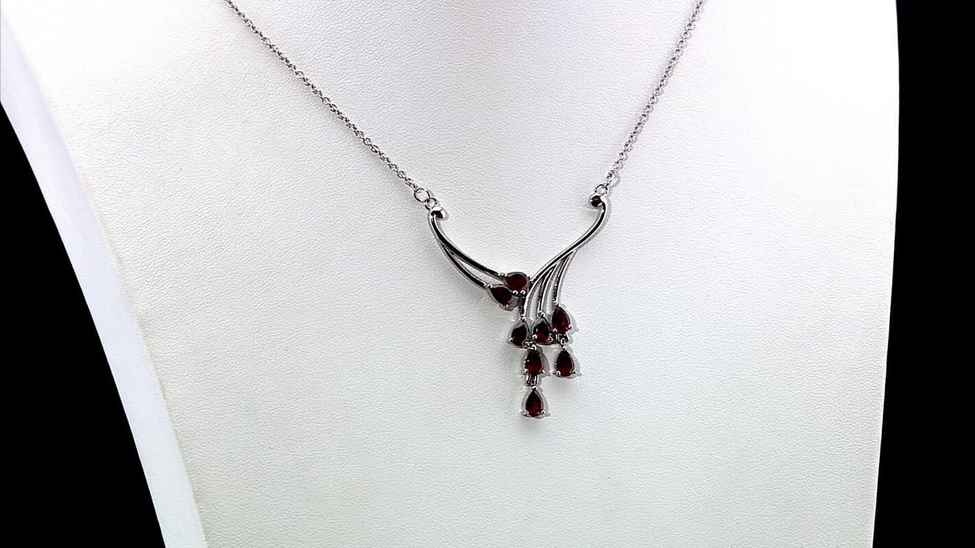 African Amethyst Necklace (18 Inches) in Stainless Steel 3.15 ctw