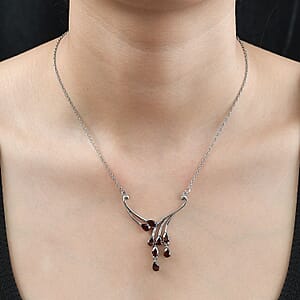 EverTrue Mozambique Garnet 4.30 ctw Necklace 18 Inches in Stainless Steel