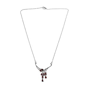 EverTrue Mozambique Garnet 4.30 ctw Necklace 18 Inches in Stainless Steel