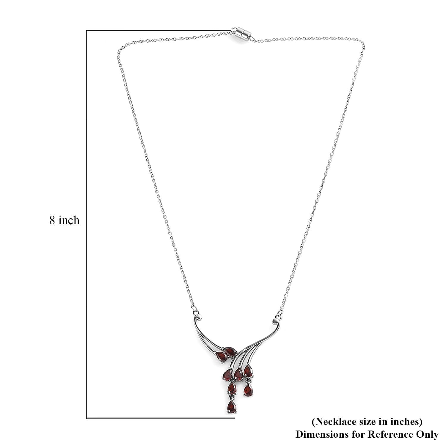 EverTrue Mozambique Garnet 4.30 ctw Necklace 18 Inches in Stainless Steel