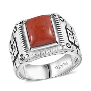 Red Jasper Men's Ring in Sterling Silver (Size 9.0) 2.50 ctw