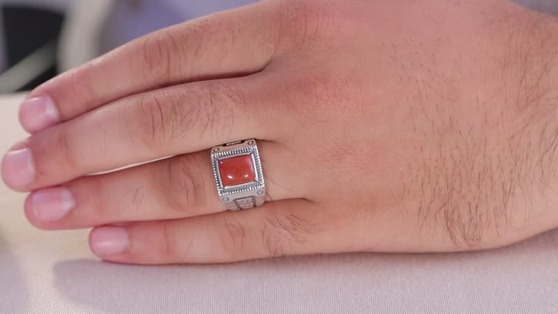 Red Jasper Men's Ring in Sterling Silver (Size 9.0) 1.00 ctw