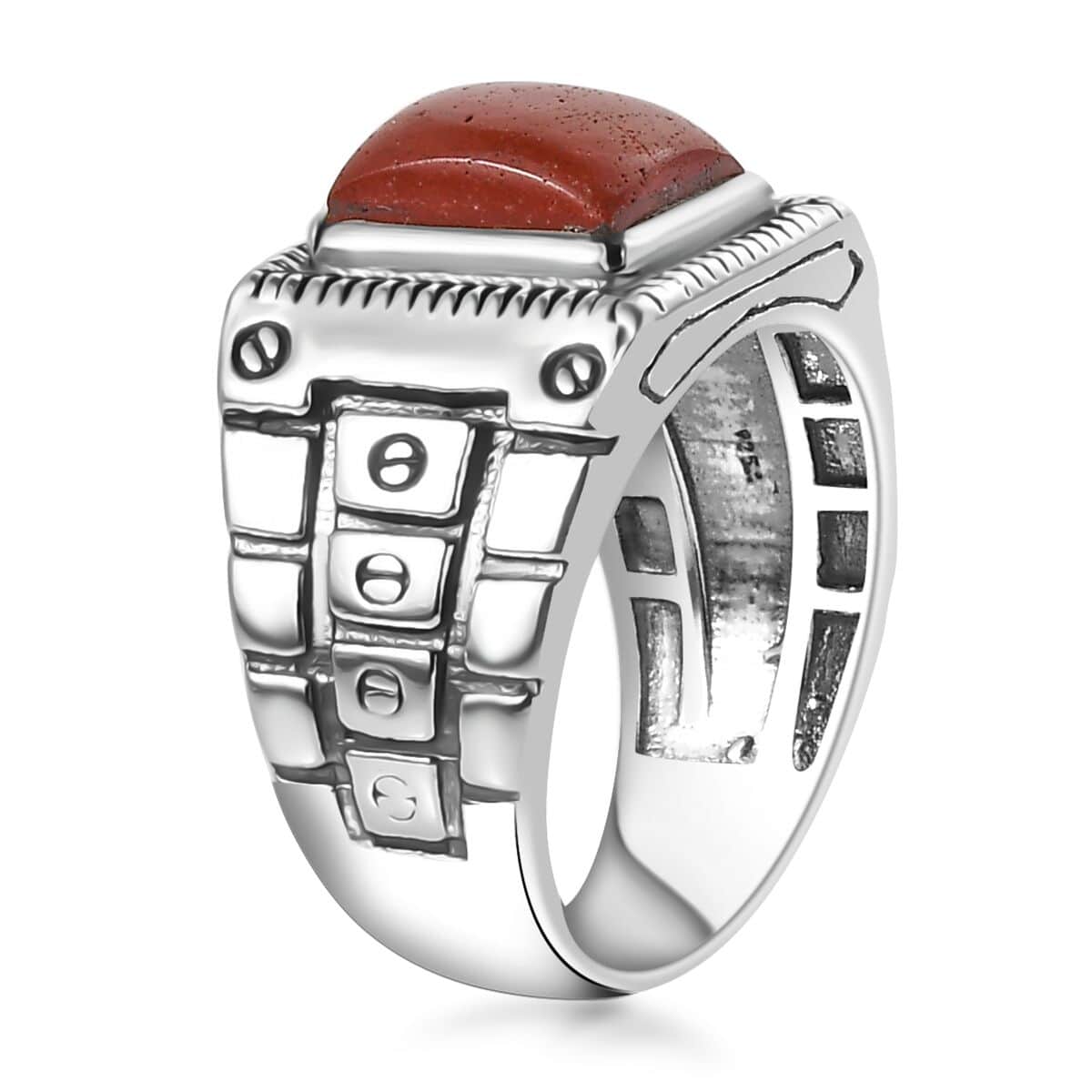 Red Jasper Men's Ring in Sterling Silver (Size 9.0) 1.00 ctw image number 3