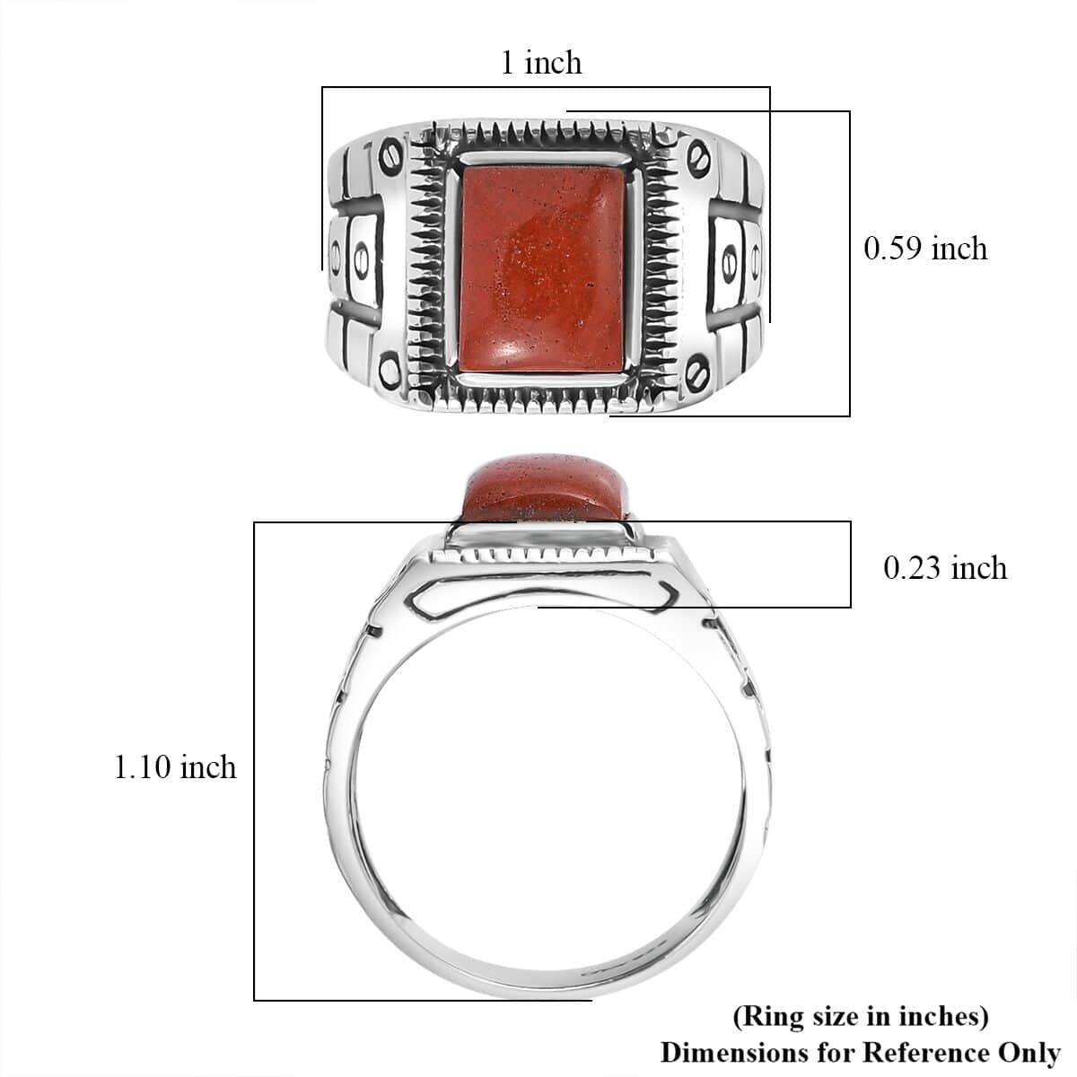 Red Jasper Men's Ring in Sterling Silver (Size 9.0) 2.50 ctw image number 5