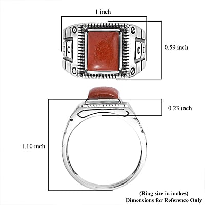 Red Jasper Men's Ring in Sterling Silver (Size 9.0) 2.50 ctw
