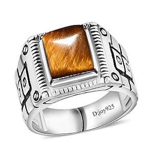 Tigers Eye Men's Ring in Sterling Silver (Size 11.0) 2.50 ctw