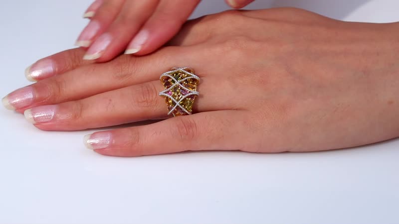 Multi-Tourmaline Cluster Ring in 18K Vermeil YG Over Sterling Silver (Size 5.0) 4.75 ctw