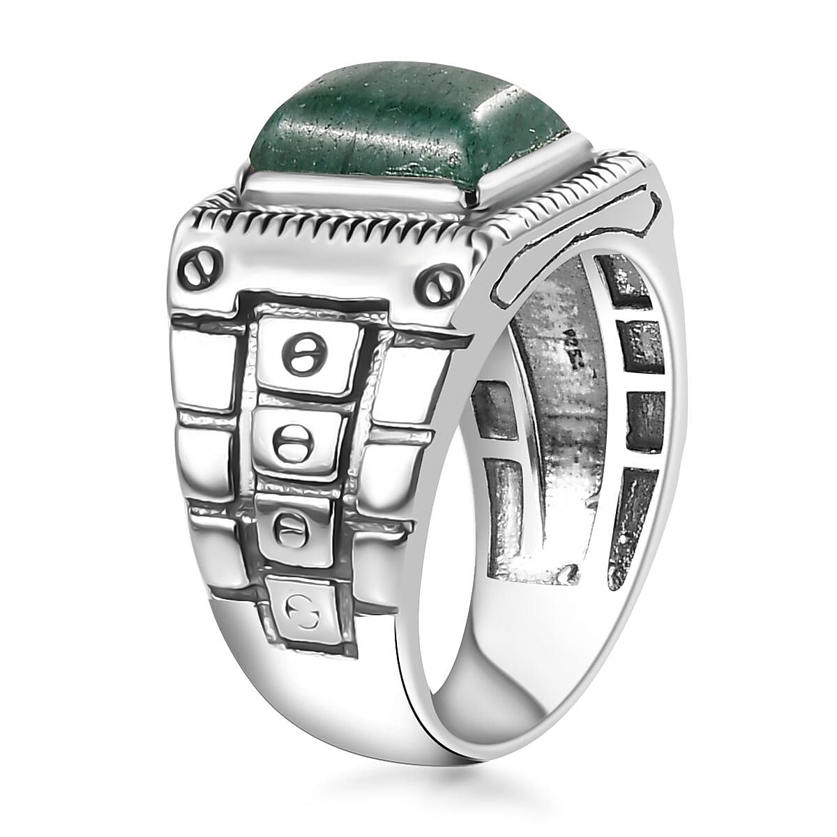 Green Aventurine Men's Ring in Sterling Silver (Size 11.0) 2.50 ctw image number 3