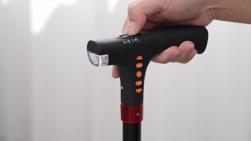 Foldable Smart Walking Cane with LED Light, Alarm and FM Radio