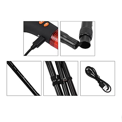 Soulsmart Black Foldable Walking Cane with Smart Bluetooth, LED Light, Alarm, FM Radio, Stable Base, Lightweight and Adjustable Stick
