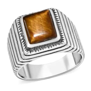 Tigers Eye Men's Ring in Sterling Silver (Size 9.0) 2.50 ctw