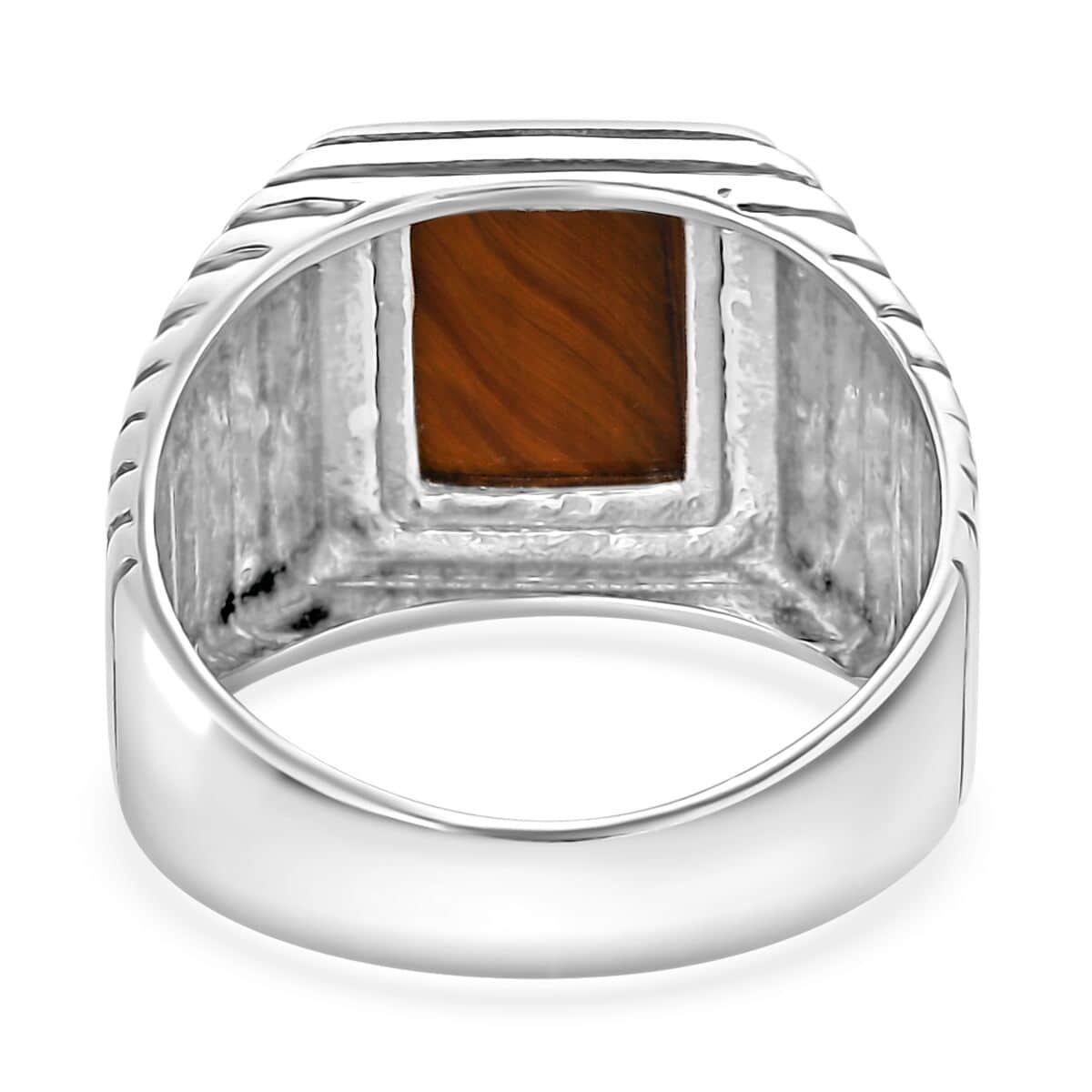 Tigers Eye Men's Ring in Sterling Silver (Size 9.0) 2.50 ctw image number 4