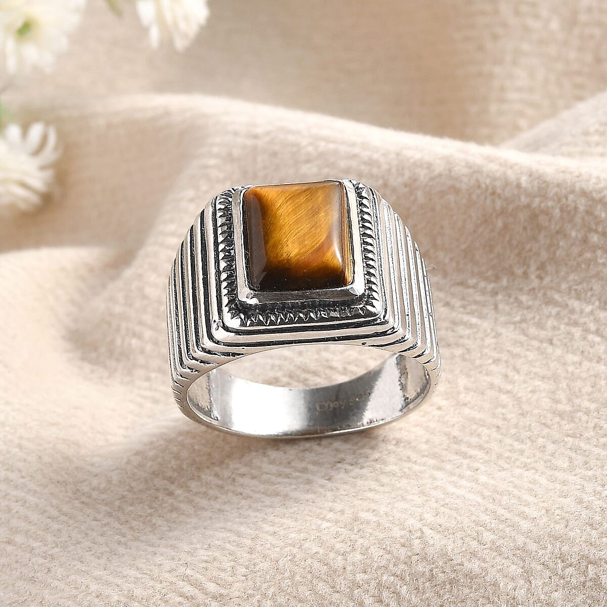 Tigers Eye Men's Ring in Sterling Silver (Size 11.0) 2.50 ctw image number 1