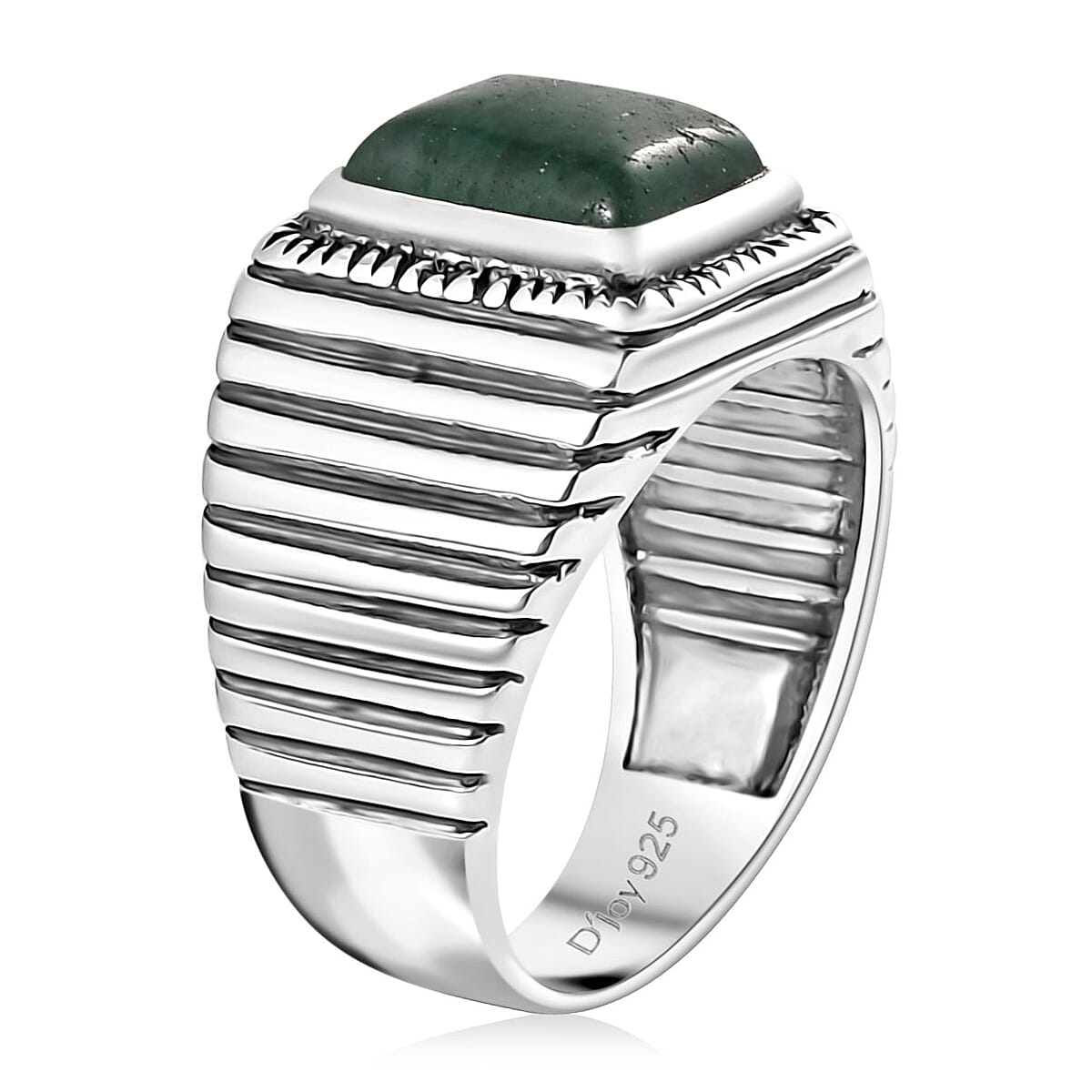Green Aventurine Men's Ring in Sterling Silver (Size 9.0) 2.50 ctw image number 3