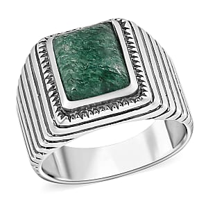 Green Aventurine Men's Ring in Sterling Silver (Size 10.0) 2.50 ctw