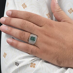Green Aventurine Men's Ring in Sterling Silver (Size 10.0) 2.50 ctw